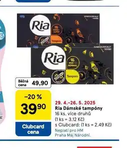Tesco Ria dámské tampony nabídka