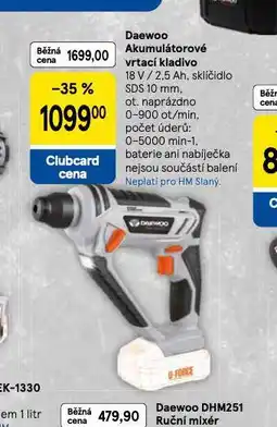 Tesco Daewoo akumulátorové vrtací kladivo nabídka