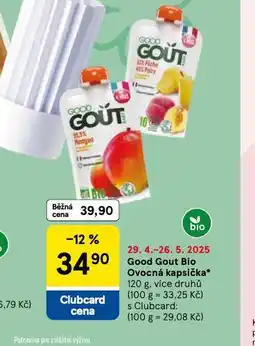 Tesco Good gout bio ovocná kapsička nabídka