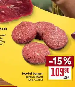 Billa Hovězí burger cena za 400 g nabídka