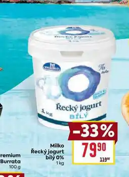 Billa Milko Řecký jogurt bílý 0% 1 kg nabídka