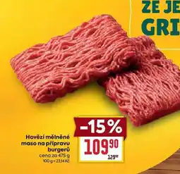 Billa Hovězí mělněné maso na přípravu burgerů cena za 475 g nabídka