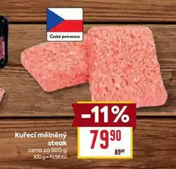 Billa Kuřecí mělněný steak cena za 500 g nabídka