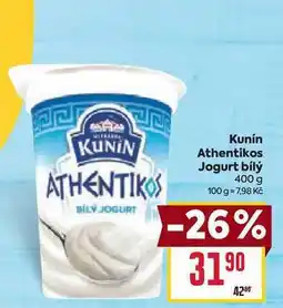 Billa Kunín Athentikos Jogurt bílý 400 g nabídka