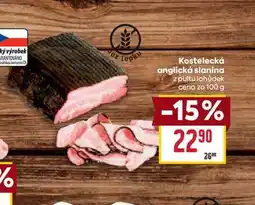 Billa Kostelecká anglická slanina z pultu lahůdek cena za 100g nabídka