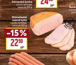 Billa Staročeská uzená kýta z pultu lahůdek cena za 100g nabídka