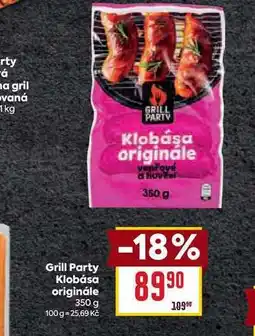 Billa Grill Party Klobása originále 350 g nabídka
