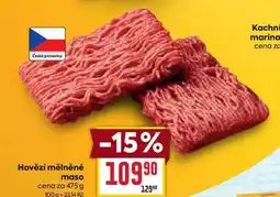 Billa Hovězí mělněné maso cena za 475 g nabídka