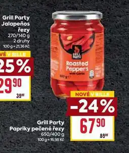 Billa Grill Party Papriky pečené řezy 650/400 g nabídka