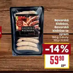 Billa Bavorská klobása, Bavorská klobása se sýrem 180 g nabídka