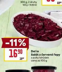 Billa Del io Salát z červené řepy z pultu lahůdek cena za 100g nabídka