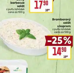 Billa Bramborový salát s koprem z pultu lahůdek cena za 100g nabídka