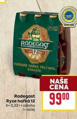 Billa Radegast Ryze hořká 12 6x 0,33l nabídka