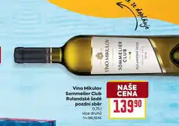 Billa Víno Mikulov Sommelier Club Rulandské šedé pozdní sběr 0,75l nabídka