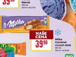 Billa Milka Caramel crunch stick 90 ml nabídka