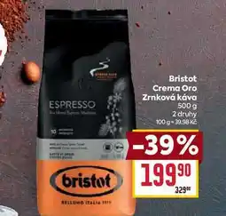 Billa Bristot Crema Oro Zrnková káva 500 g nabídka