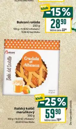 Billa Italský koláč meruňkový 350 g nabídka