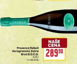 Billa Prosecco Rebuli Zerogrammi, Extra Brut D.O.C.G. 0,75l nabídka
