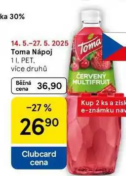 Tesco Toma Nápoj, 1 l, PET, více druhů nabídka