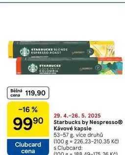 Tesco Starbucks by NespressoⓇ Kávové kapsle, 53-57 g nabídka