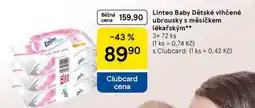Tesco Linteo Baby Dětské vlhčené ubrousky s měsíčkem lékařským, 3x 72 ks nabídka