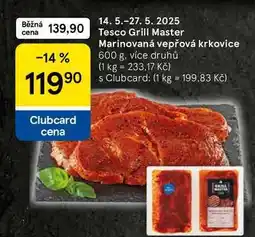 Tesco Tesco Grill Master Marinovaná vepřová krkovice, 600 g nabídka