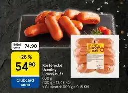 Tesco Kostelecké Uzeniny Lidový buřt, 600 g nabídka