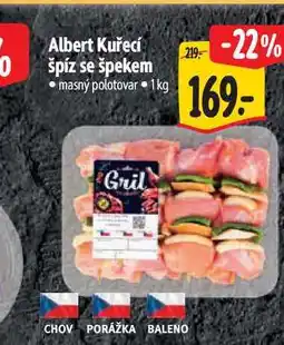 Albert Albert Kuřecí špíz se špekem masný polotovar 1kg nabídka