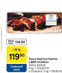 Tesco Tesco Vepřová žebírka s BBQ omáčkou, 600 g, balená nabídka