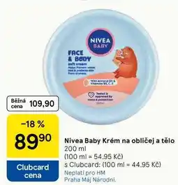 Tesco Nivea Baby Krém na obličej a tělo, 200 ml nabídka
