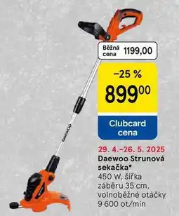 Tesco Daewoo Strunová sekačka, 450 W, šířka záběru 35 cm, volnoběžné otáčky 9 600 ot/min nabídka