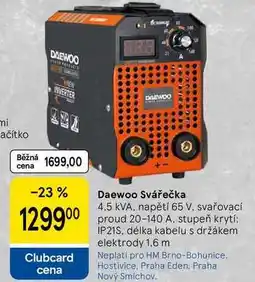 Tesco Daewoo Svářečka 4,5 kVA, napětí 65 V. svařovací proud 20-140 A nabídka