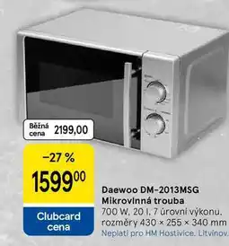 Tesco Daewoo DM-2013MSG Mikrovlnná trouba 700 W, 20 1. 7 úrovní výkonu. rozměry 430 x 255 × 340 mm nabídka