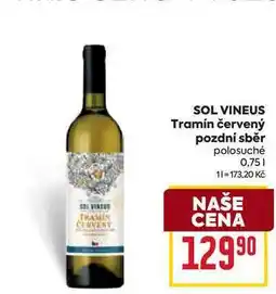 Billa SOL VINEUS Tramín červený pozdní sběr polosuché 0,75l nabídka