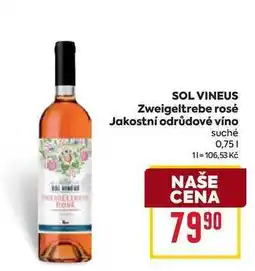 Billa SOL VINEUS Zweigeltrebe rosé Jakostní odrůdové víno suché 0,75l nabídka