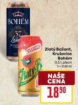 Billa Krušovice Bohém 0,51, plech nabídka