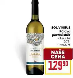 Billa SOL VINEUS Pálava pozdní sběr polosuché 0,75l nabídka