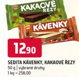 Terno Sedita kávenky, kakaové řezy nabídka