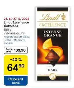 Tesco Lindt Excellence Čokoláda nabídka