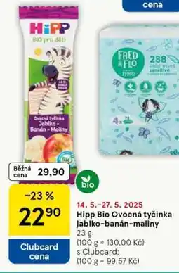 Tesco Hipp Bio Ovocná tyčinka jablko-banán-maliny nabídka