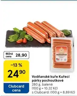 Tesco Vodňanské Kuře Kuřecí párky pochoutkové nabídka