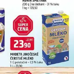 Terno Madeta jihočeské čerstvé mléko 1,5% nabídka
