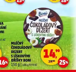 Penny Market M léčný čokoládový dezert s lískovými příšky boni nabídka