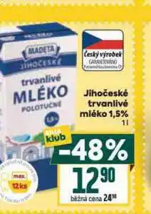 Billa Trvanlivé mléko 1,5% nabídka