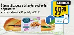 Albert Šťavnatá bageta s trhaným vepřovým a špenátem nabídka