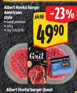 Albert Hovězí burger americano style nabídka