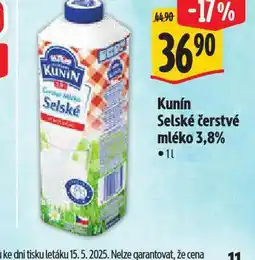 Albert Kunín selské mléko 3,8% nabídka