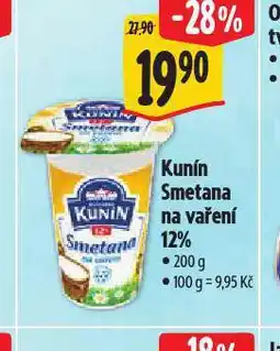 Albert Kunín smetana na vaření 12% nabídka