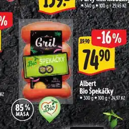 Albert Bio špekáčky nabídka