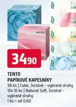 Terno Tento papírové kapesníky 58 ks Cube, 3vrstvé vybrané druhy nabídka